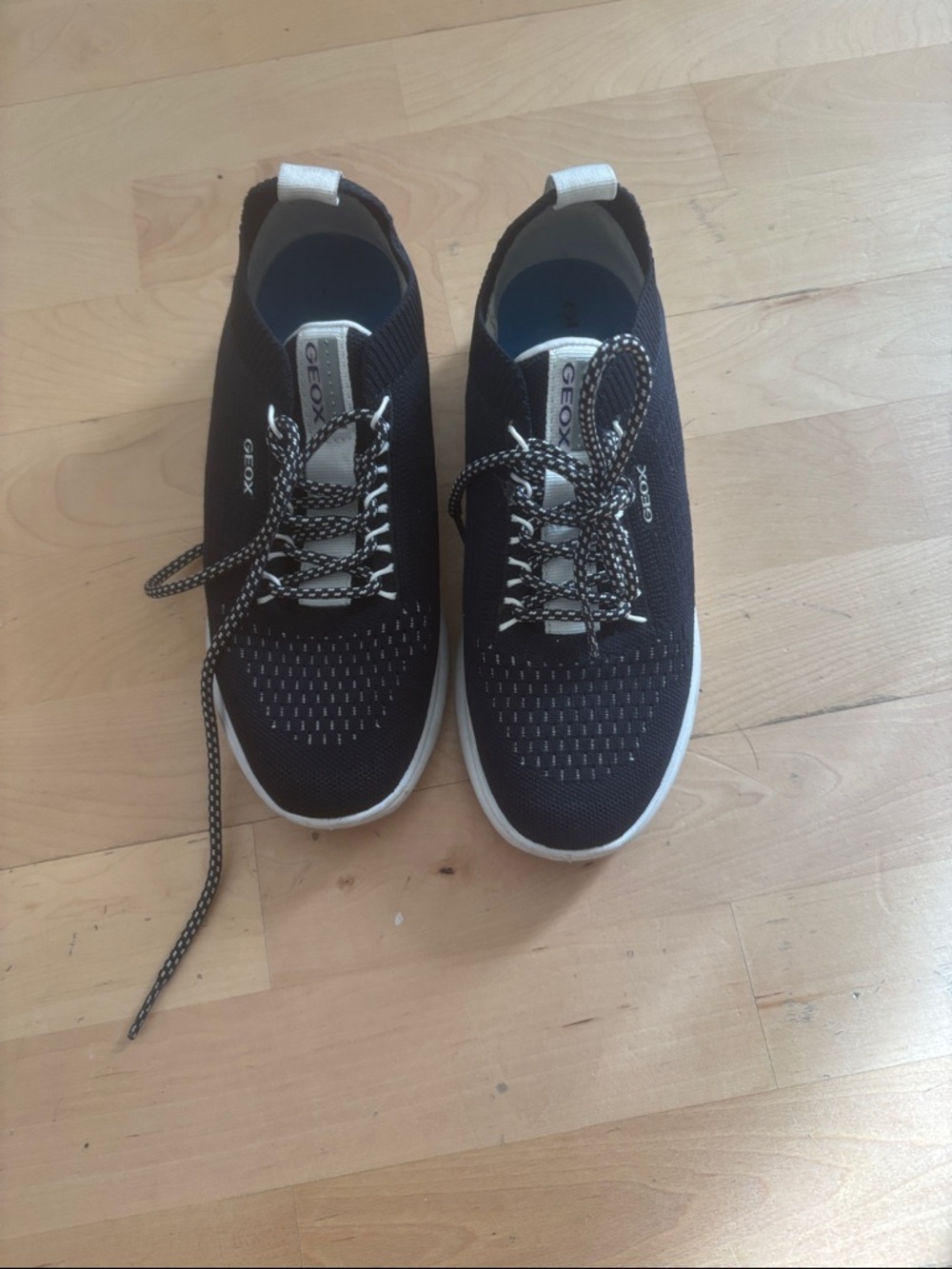Geox women Dark Blue Knit Athletic Sneakers with White Sole